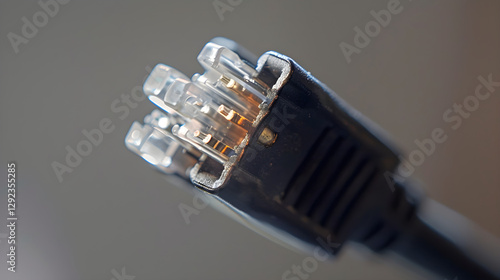 A Close-Up Snapshot of an Ordinary Yet Intricate RJ11 Telephone Cable Against a Muted Background photo