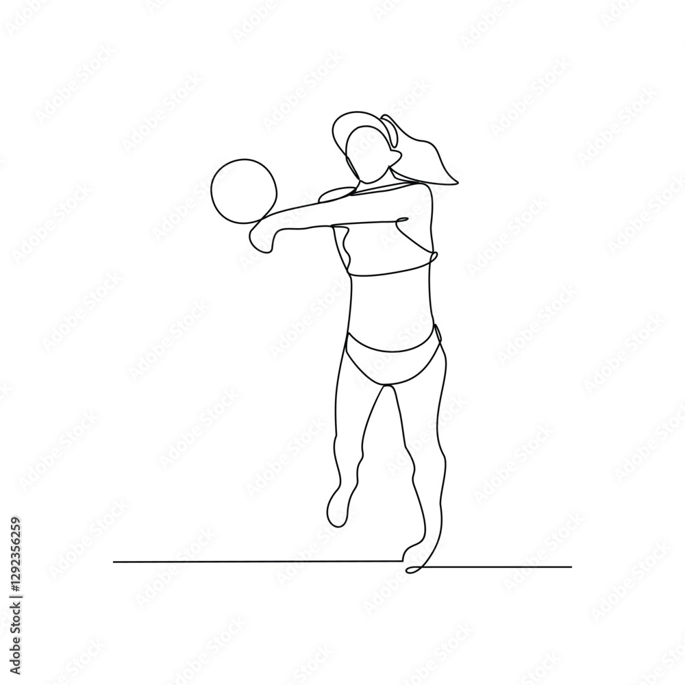 One continuous line drawing of Volleyball sports vector illustration. Volleyball sports design in simple linear continuous style vector concept. Sports themes design for your asset design vector. One continuous line drawing of Volleyball sports vector illustration. Volleyball sports design in simple linear continuous style vector concept. Sports themes design for your asset design vector.
