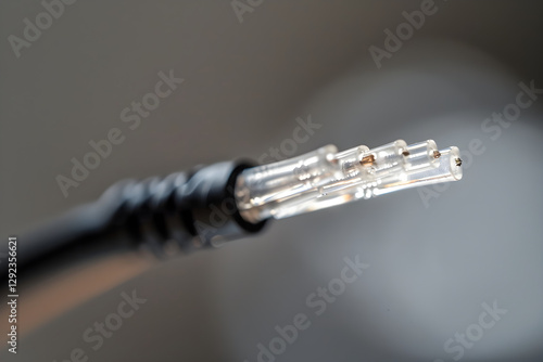 A Close-Up Snapshot of an Ordinary Yet Intricate RJ11 Telephone Cable Against a Muted Background photo