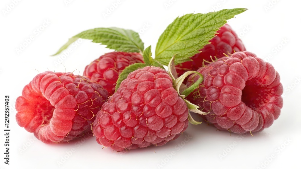 Fresh Raspberries with Leaves Fresh Raspberries with Leaves