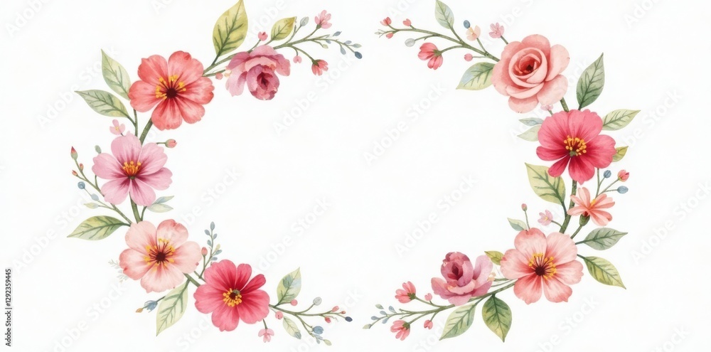 Fototapeta premium Delicate watercolor floral wreath, elegant script font, floral design, ornate