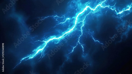 Wallpaper Mural Dramatic Blue Lightning Bolt Strikes Across Dark Stormy Sky Torontodigital.ca
