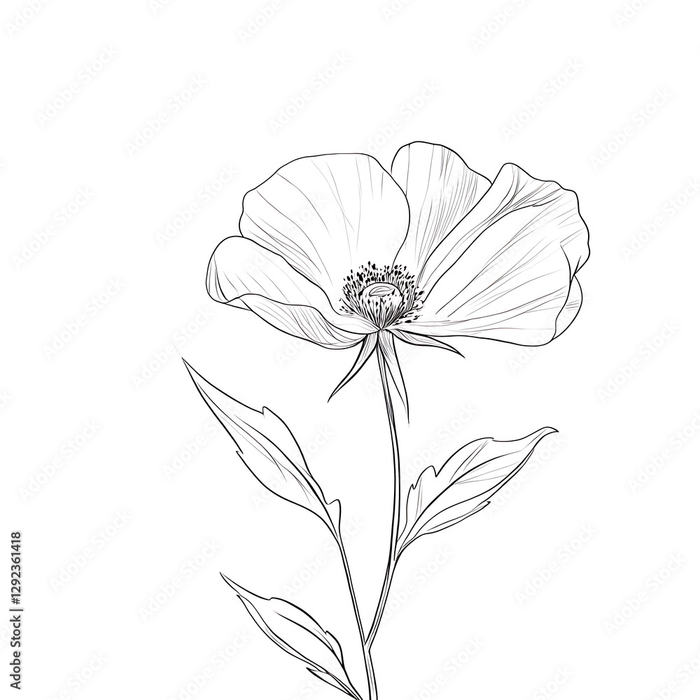 Fototapeta premium A flower with a stem and leaves