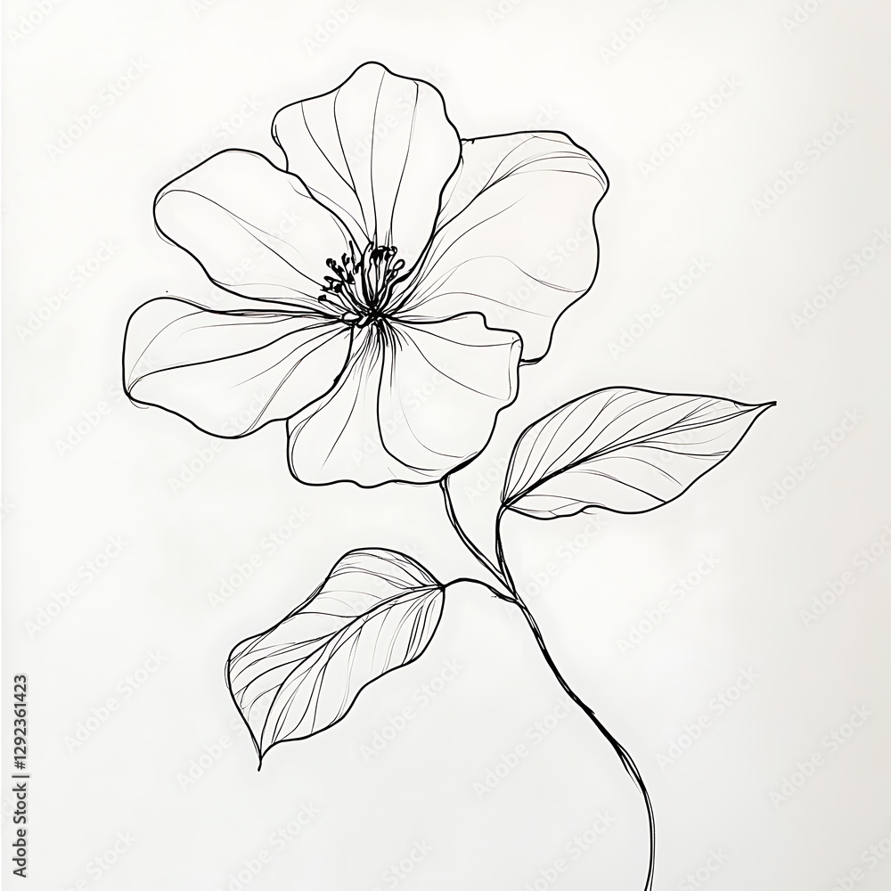 Fototapeta premium A flower drawing with a black outline