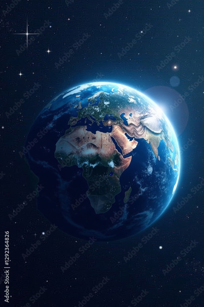 Naklejka premium Stunning night view of Earth from space, stars glittering , spherical, night