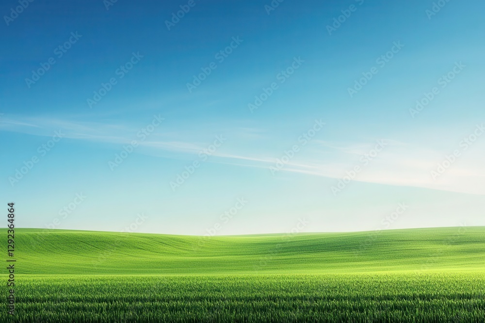lush green field rolls under a boundless sky framed by a faint horizon glow rendered in a clean minimalist style with soft emerald and azure hues lush green field rolls under a boundless sky framed by a faint horizon glow rendered in a clean minimalist style with soft emerald and azure hues