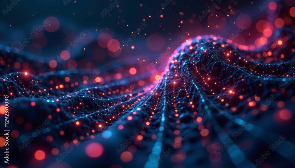 Obraz premium Abstract binary code, neural network visualization, computing, neural network