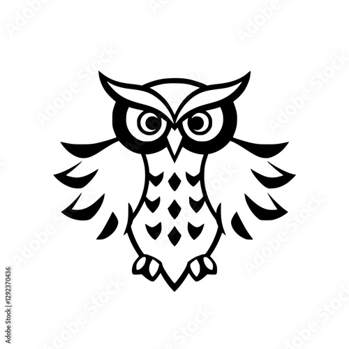 A clean, vectorized image of an owl, with a black and white, minimalist illustration, depicting a simple owl silhouette.