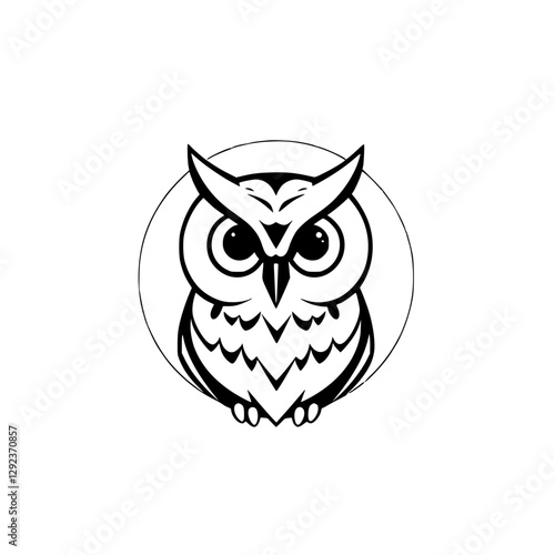 Owl. A stylized, minimalist illustration depicting a friendly owl.