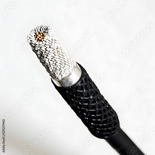 RG58 Coax Cable Construction Highlighted Against White Background photo