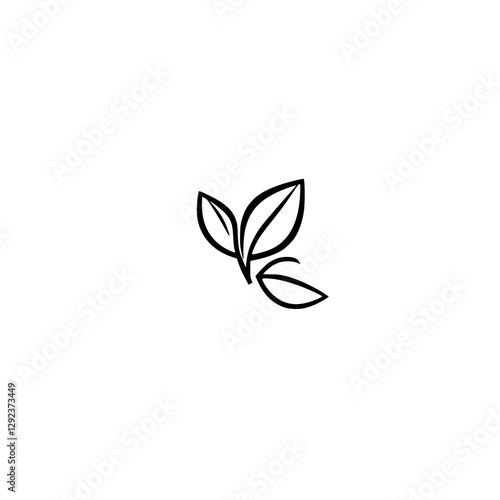 Black and white leaves. Minimalist, simplistic leaves in a minimalist style over a clean white background. Minimalist concept.