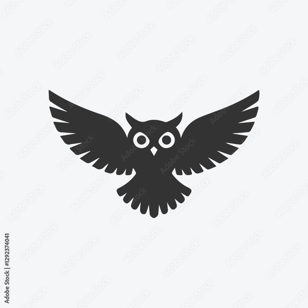 Fototapeta premium Black Owl Silhouette Illustration