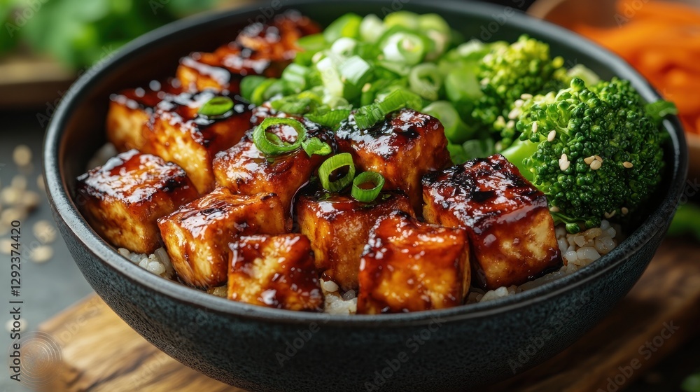 Teriyaki Tofu Bowl with Rice and Vegetables Teriyaki Tofu Bowl with Rice and Vegetables