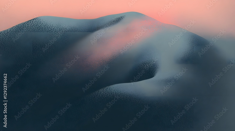 Fototapeta premium A stylized mountain landscape with smooth textures and soft colors