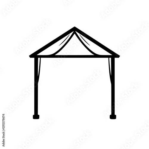 Gazebo Outline: Simple, Black and White Line Drawing of a Modern, Open Air Structure.