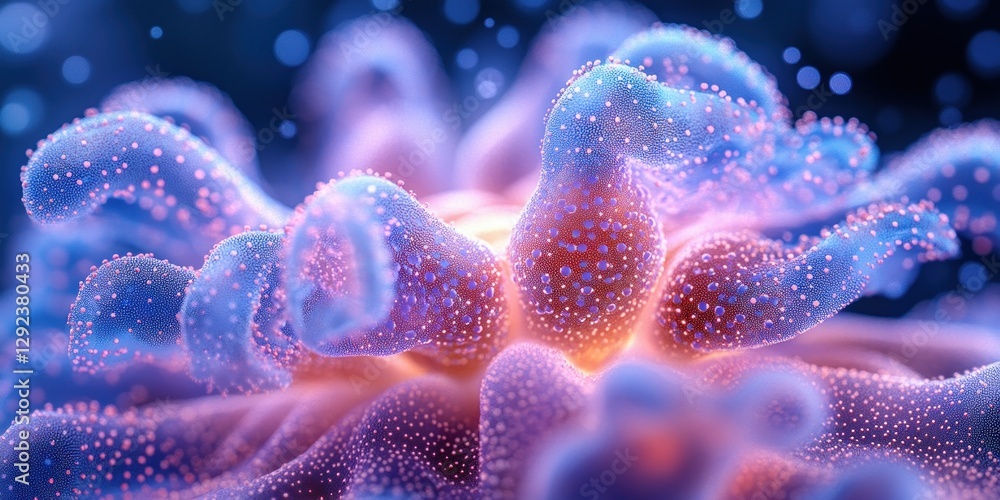 Hyper-realistic Digital Art of Virus in Blue and Purple Backlighting Hyper-realistic Digital Art of Virus in Blue and Purple Backlighting