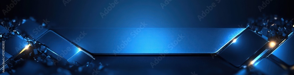 Futuristic Abstract Geometric Shapes with Light Effects and Gradient Blue Background for Modern Wallpaper and Template Design Futuristic Abstract Geometric Shapes with Light Effects and Gradient Blue Background for Modern Wallpaper and Template Design