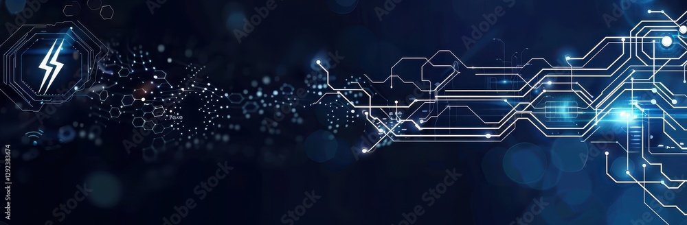 Abstract Futuristic Digital Network Connection Background. Glowing Lines and Particles Flowing in Dark Blue Space. Modern Technology Design Concept for Web, Internet, Computer Science, Artificial Inte Abstract Futuristic Digital Network Connection Background. Glowing Lines and Particles Flowing in Dark Blue Space. Modern Technology Design Concept for Web, Internet, Computer Science, Artificial Inte
