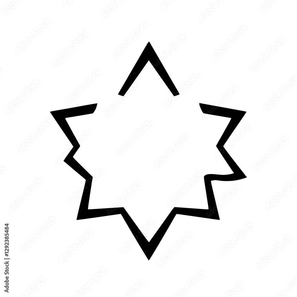 Bold Black Star Shape outlined on White Background. Bold Black Star Shape outlined on White Background.