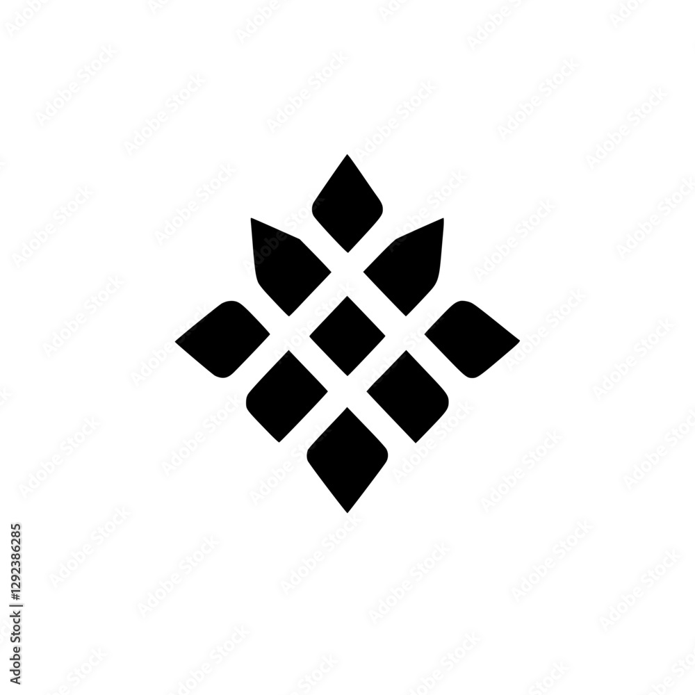 Obraz premium Black-and-White Minimalist Floral Symbol on White Background.