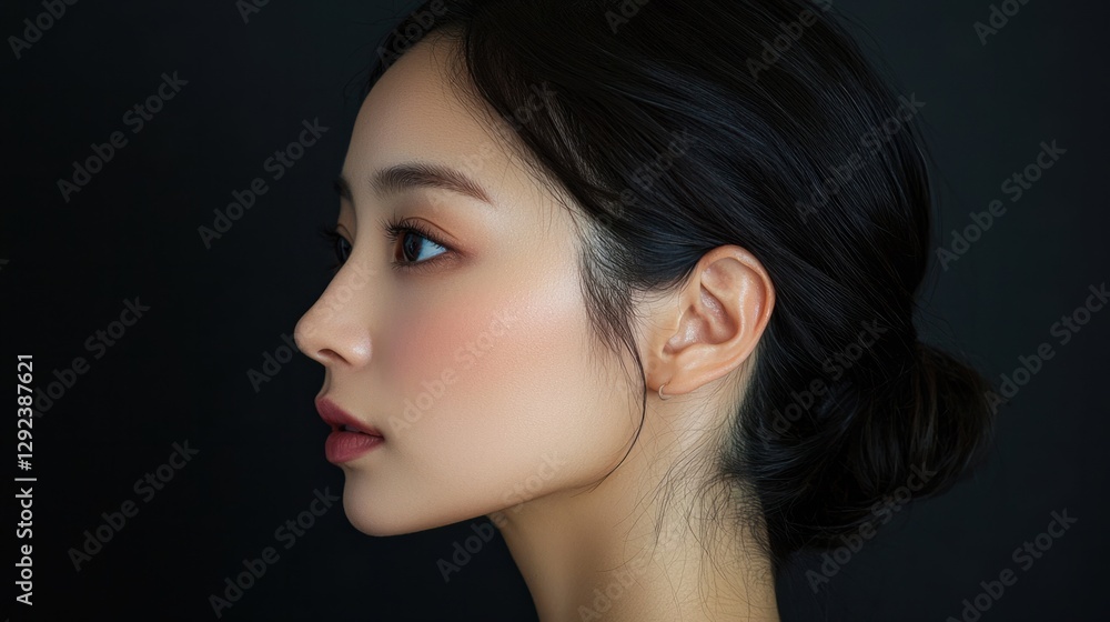 Elegant Profile Portrait of a Young Woman with a Modern Aesthetic Elegant Profile Portrait of a Young Woman with a Modern Aesthetic