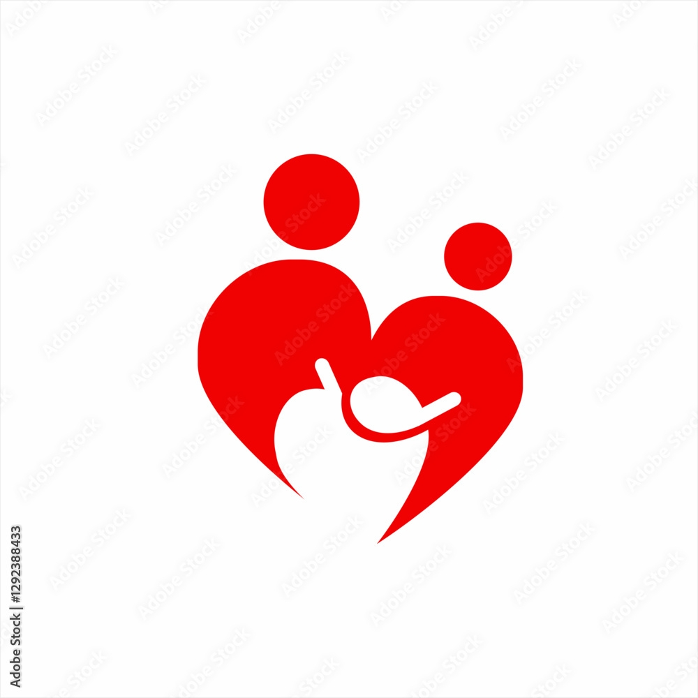 Heart logo design with the concept of mother's love for her child. Heart logo design with the concept of mother's love for her child.