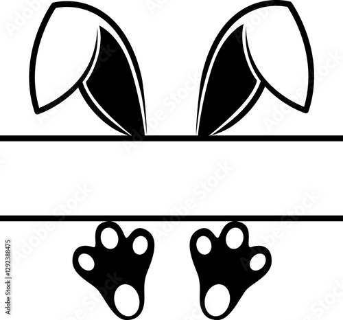 Easter Bunny Ears and Paws Frame Design  