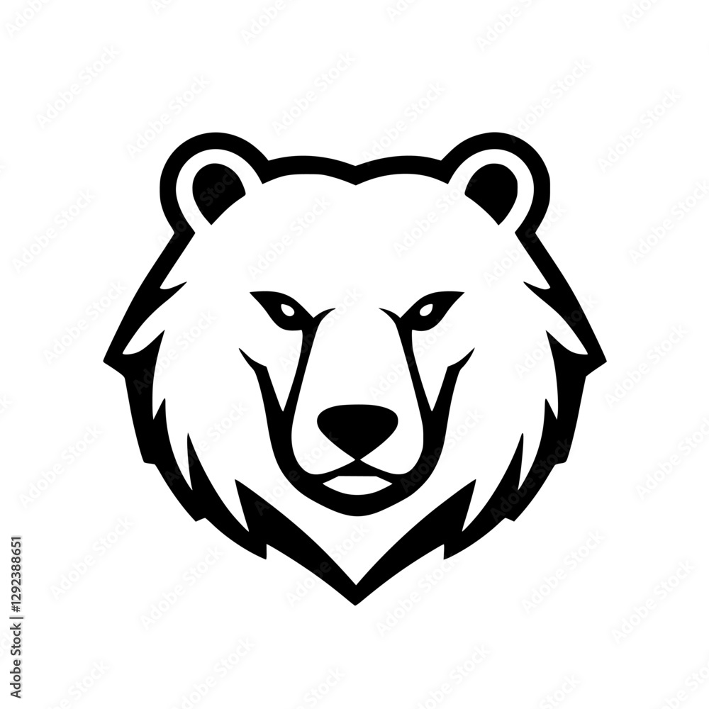 Bear head logo in clean black lines. A stylized black and white vector illustration of a bear's head. Bear head logo in clean black lines. A stylized black and white vector illustration of a bear's head.
