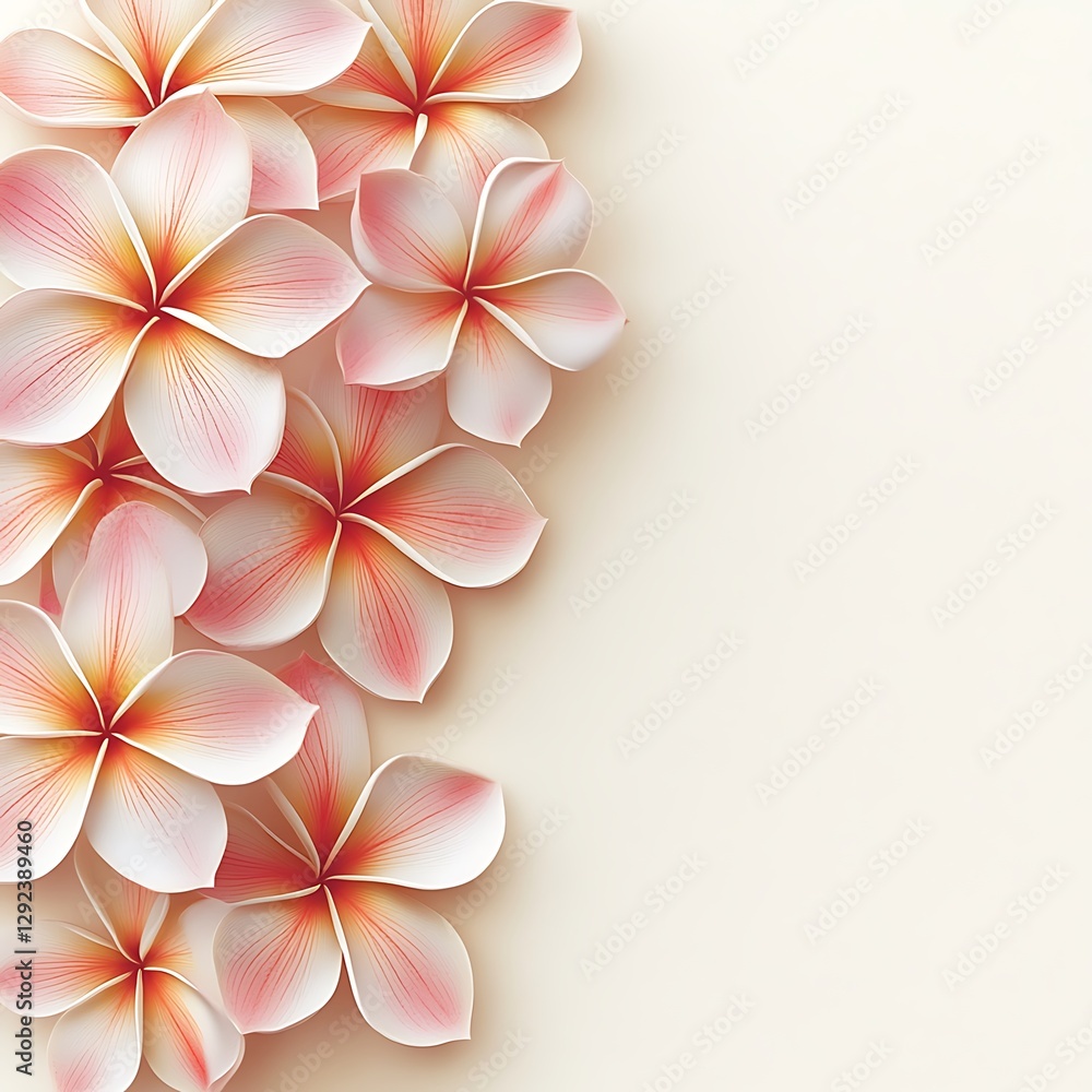 Fototapeta premium Bright frangipani design showcased vividly in a spa-inspired layout 