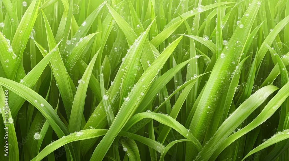 Morning serenity soft focus on blades of green grass in nature's embrace Morning serenity soft focus on blades of green grass in nature's embrace