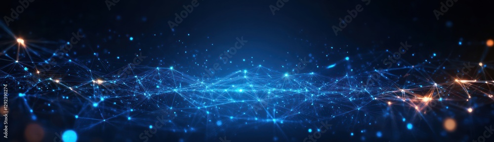 Futuristic Abstract Digital Landscape with Glowing Blue Lines and Nodes in Cyberpunk Style Futuristic Abstract Digital Landscape with Glowing Blue Lines and Nodes in Cyberpunk Style