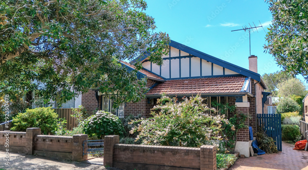 Old Federation Double Brick house in an inner western Sydney Suburb at beautiful colourful sunset NSW Australia Old Federation Double Brick house in an inner western Sydney Suburb at beautiful colourful sunset NSW Australia