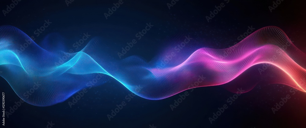 Digital Wave Pattern Abstract Illustration in Blue and Pink Neon Hues with Glowing Edges over Dark Background Digital Wave Pattern Abstract Illustration in Blue and Pink Neon Hues with Glowing Edges over Dark Background