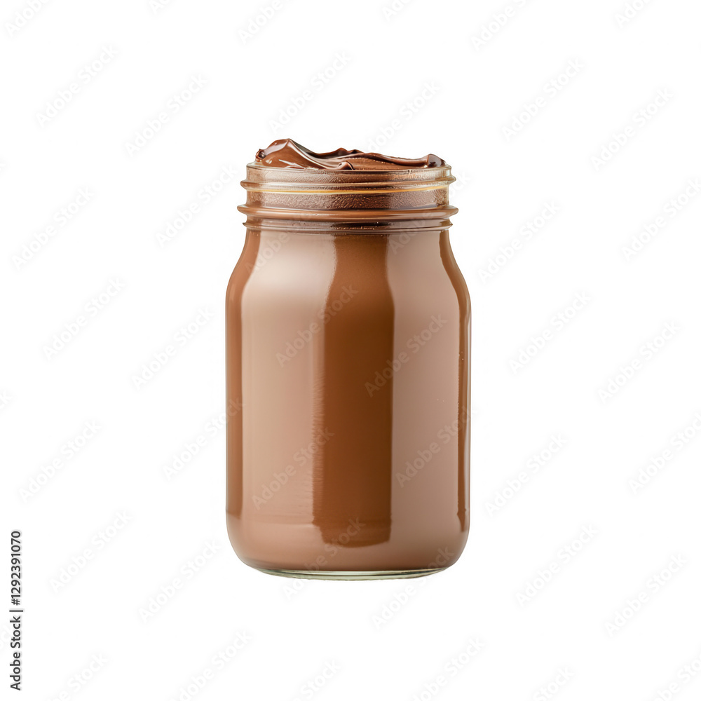 Chocolate spread jar on a transparent background, perfect for highlighting the smooth texture and rich color of the creamy treat ideal for various dishes Chocolate spread jar on a transparent background, perfect for highlighting the smooth texture and rich color of the creamy treat ideal for various dishes