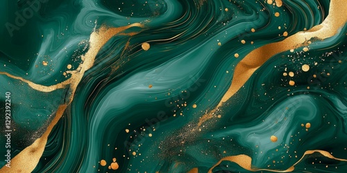 This elegant green and gold marble background features intricate patterns and shimmering accents, ideal for artistic projects and creative designs that enhance visual experience and aesthetic appeal