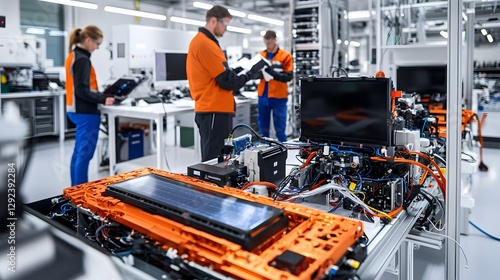 Researchers analyze ev battery efficiency in high-tech lab environment