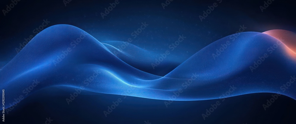 Obraz premium Dynamic Blue Wave Flow Abstract Design with Light Effects and Smooth Curves for Modern Graphic Wallpaper and Templates