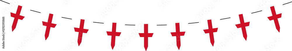 Obraz premium England flag bunting pennants, string of triangular flags