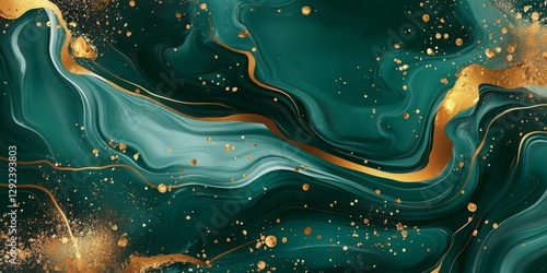 This striking backdrop features rich green and shimmering gold marble textures with swirling patterns and sparkling accents, adding a luxurious touch to any design or creative project