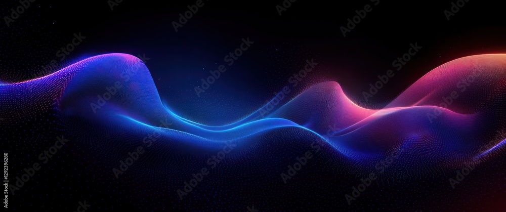 Fototapeta premium Futuristic Abstract Waves with Neon Light and Gradient Background in Vector Art Style