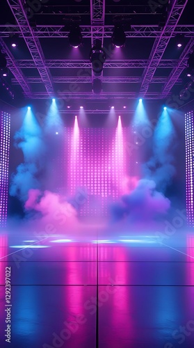 Wallpaper Mural A dynamic concert stage with vibrant neon lights in pink and blue hues, enhanced by dramatic fog effects. The futuristic lighting setup creates an electrifying and immersive atmosphere

 Torontodigital.ca