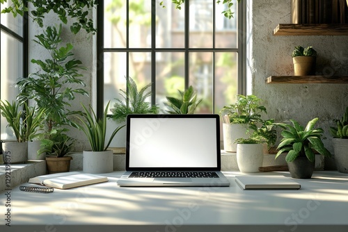 Wallpaper Mural Minimalist Workspace Open Laptop Notebook Book Clean Surface Natural Light Torontodigital.ca