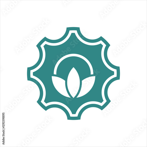 Tulip gear logo. Modern logo combine cogwheel with flower tulip. Perfect for companies focused on green technology and environmental solution