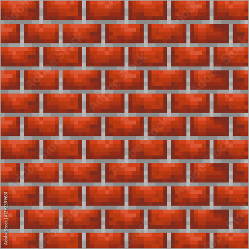 Red brick wall, pixel art