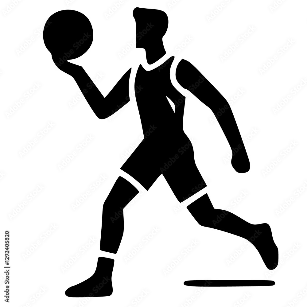 Silhouette of a man running with a ball Silhouette of a man running with a ball