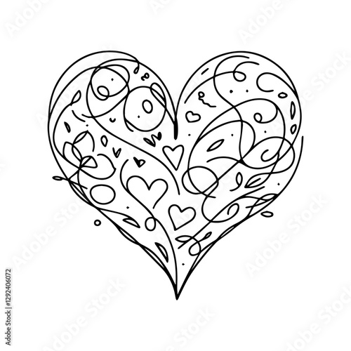 love drawing, simple continuous single line art style isolated on white background. Minimalist hand drawn style, object in the center