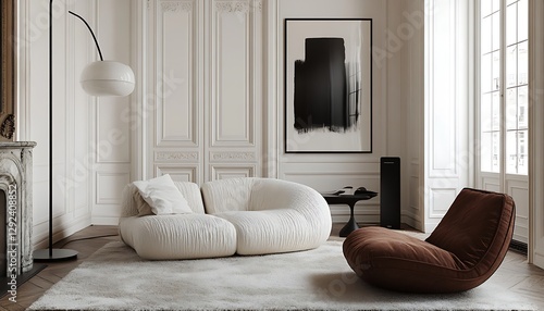 Parisian Living Room, Modern Sofa, Cozy Lounge