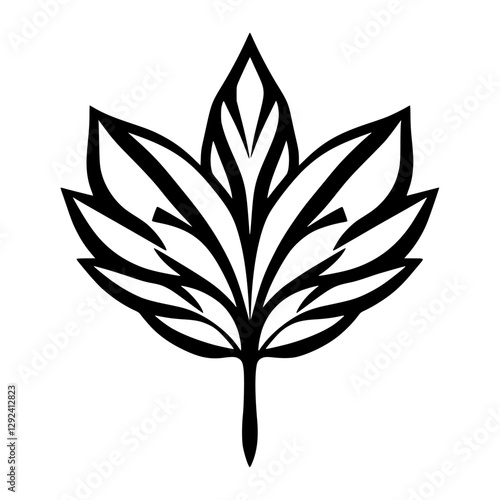 Bold silhouette of a maple leaf against a pristine white backdrop, showcasing a clean, minimalist design.