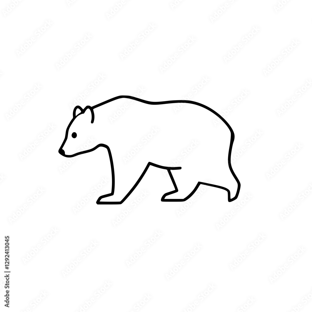 Minimalist Line Art Illustration of a Grizzly Bear on a white background, clean, simple, uncluttered. Minimalist Line Art Illustration of a Grizzly Bear on a white background, clean, simple, uncluttered.