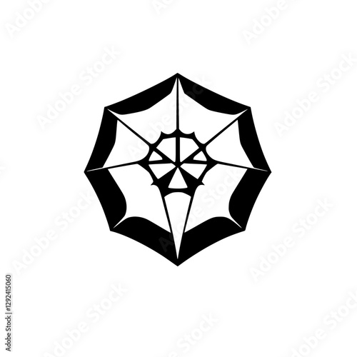 An angular illustration of a spiderweb, abstract and symmetrical.